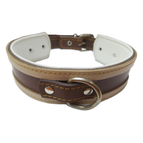 COLLAR GALGO NATURAL BORDE MARRON 40X4CM