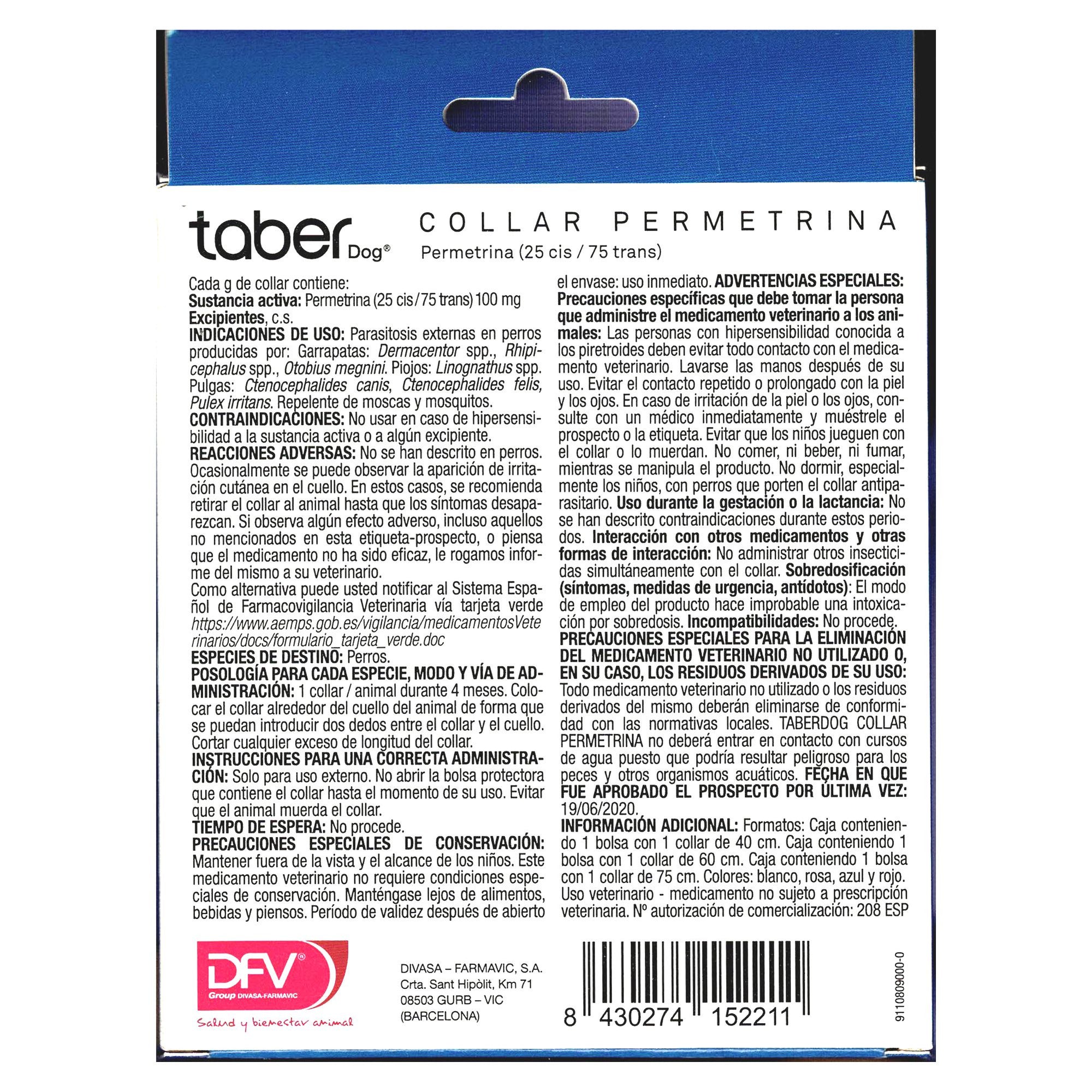 TABERDOG COLLAR PERMETRINA 75cm.ROSA