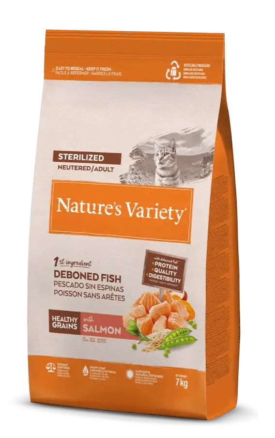 NATURES VARIETY CAT HEALTHY GRAINS STERILI SALMON 1.25Kg