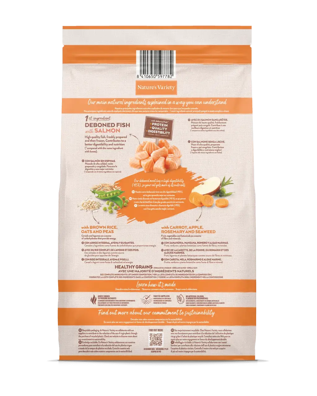 NATURES VARIETY CAT HEALTHY GRAINS STERILI SALMON 1.25Kg