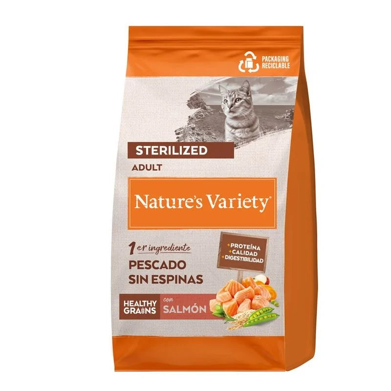 NATURES VARIETY CAT HEALTHY GRAINS STERILI SALMON 7 Kg